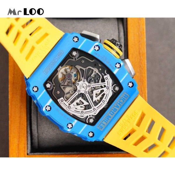 

luxury mechanical watch richar mills rm11-03 fully automatic mechanical movement sapphire mirror rubber watchband h999, Slivery;brown