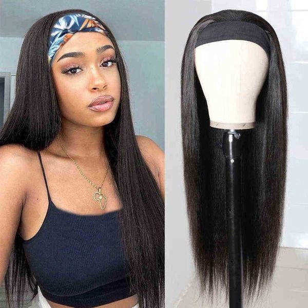 

fashion headscarf wig long straight hair chemical fiber headcover 220816, Black