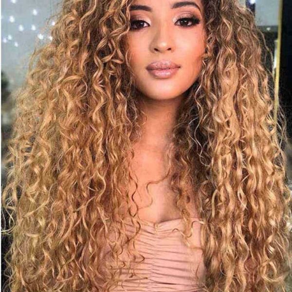 

wig women's long curly hair small gradient chemical fiber headcover 220816, Black