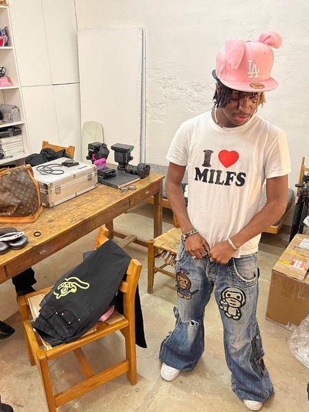 

men's t-shirts y2k t-shirt i love milfs graphic hip hop letters printed short sleeved shirt men women harajuku gothic oversized street, White;black