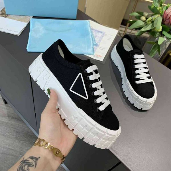 

double wheel shoe platform nylon gabardine sneaker fashion women canvas sneaker casual catwalk shoes black classic outdoor sneakers size 35-