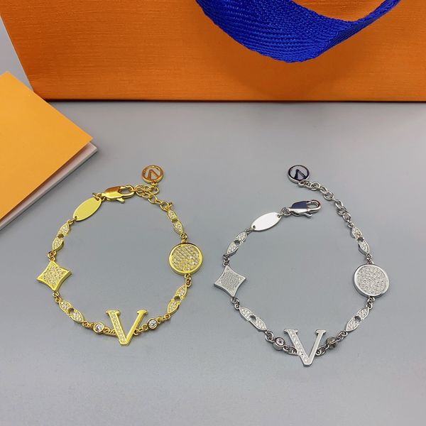 

fashion style bracelets women bangle wristband cuff chain designer letter jewelry crystal 18k gold plated stainless steel wedding lovers gif, Black