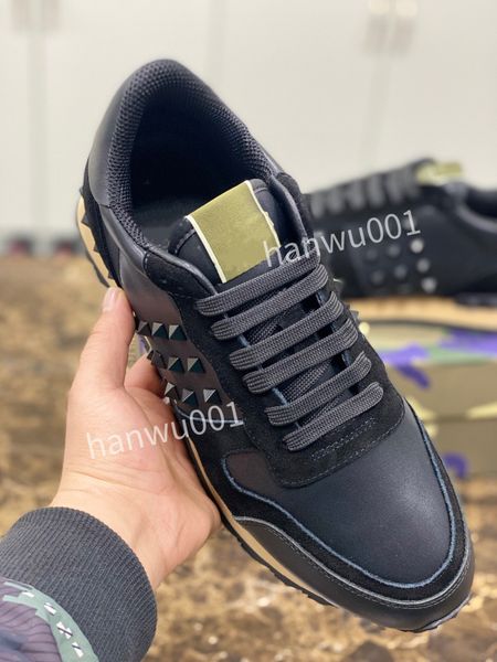 

designer casual shoes men women calfskin shoes vintage suede sneakers trainer platform lace leisure shoe, Black