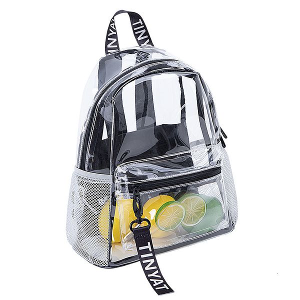 

school bag's backpack transparent waterproof pvc female fashion college students large solid clear backpacks 230331