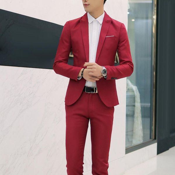 

men's suits blazers 2-piece men's solid long-sleeved lapel jacket jacketpants men's wedding business suit clothing 230330, White;black