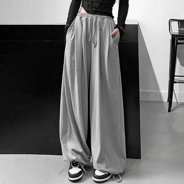 

women's pants capris zoki oversize grey fashion jogger sweatpants women's korea y2k summer harajuku high waist black loose wide le, Black;white