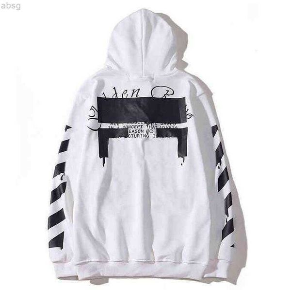 

mens loose offs hoodies brand classic sweatshirts hoodie cotton pullover long sleeved back oil paint arrow x women hooded, Black