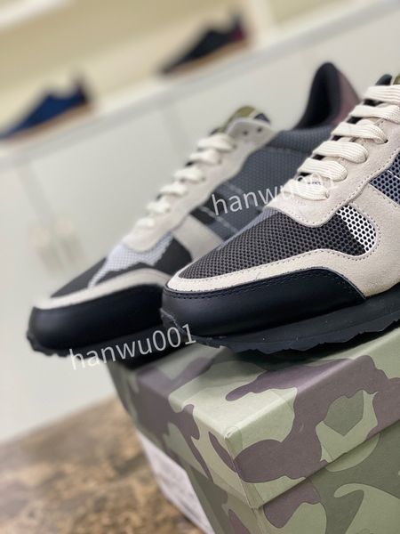 

2023 new casual shoes men women calfskin shoes vintage suede sneakers trainer platform lace leisure shoe, Black