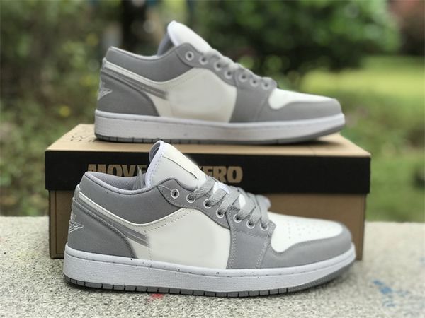 

1 low light steel grey basketball shoes 1s canvas outdoor sneakers with original box, Red;white