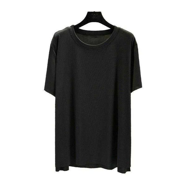 

korean style simple all blouses match solid color round neck ice silk thread mask, White