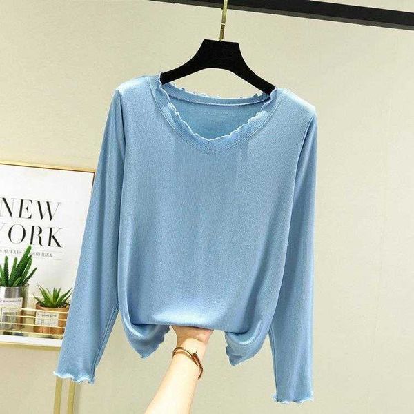 

v neck thread stringy selvedge undershirt womens spring and autumn underwear, White