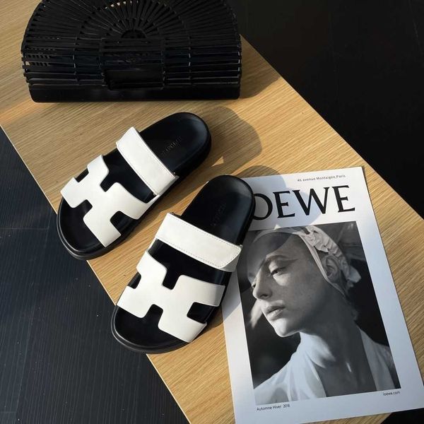 

beach designer sandals summer flat women's leather slippers same genuine thick sole xam1