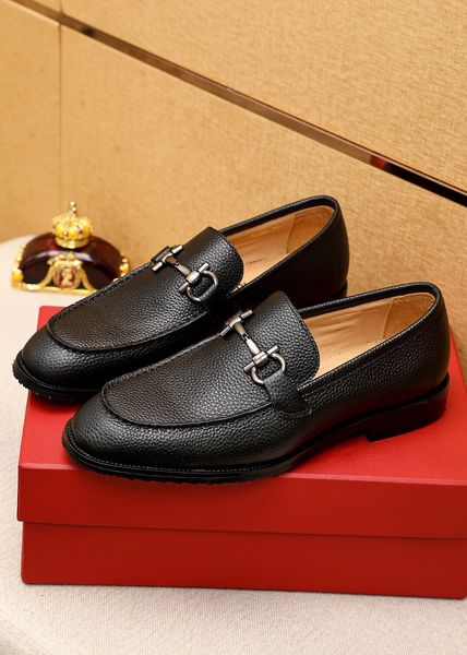 

2023 mens designer dress shoes genuine leather casual driving shoes male brand slip on wedding business flats size 38-45, Black