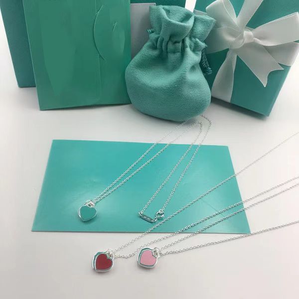 

2023 necklace pendant necklaces women's jewelry exquisite craft belt blue heart wholesale luxury designer, Silver