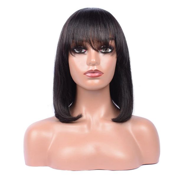 

bob fringe human hair wig with bangs, Black;brown