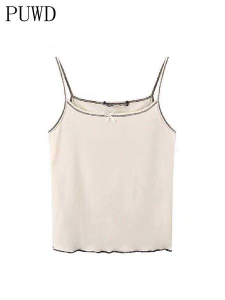 

women's tanks camis puwd elegant women beige tank summer fashion ladies falsie slim lace patchwork female chic soft cotton 230331, White