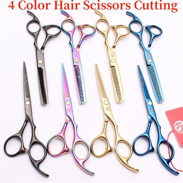 

selling hair scissors 5.5 inch 4 colros hair scissors cutting / thinning scissors blue/balck /rainbow/gold with box good quality hair tools