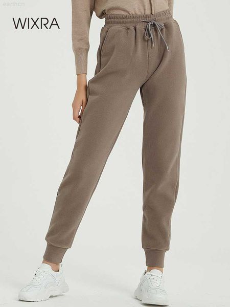 

wixra women casual velvet pants winter lady's thick wool pants women's clothing lace-up long trousers, Black;white