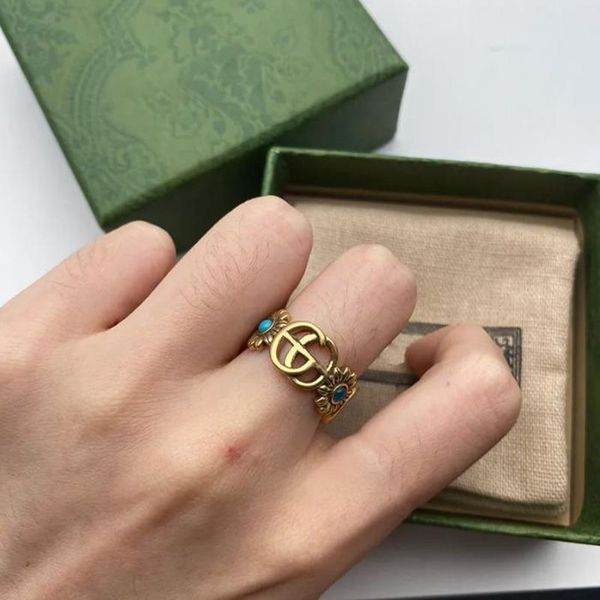 

band rings designer ring golden flower pattern love 18k luxury rings blue 717552828 diamond fashion womens jewelry men shining ggity letter, Silver