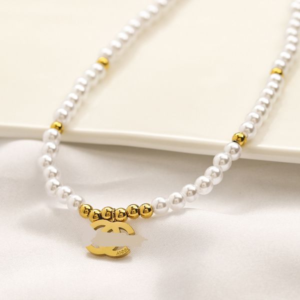 

luxury fashion designer letter pearl chain necklaces brand letter chains necklaces jewelry accessory wedding gifts, Silver