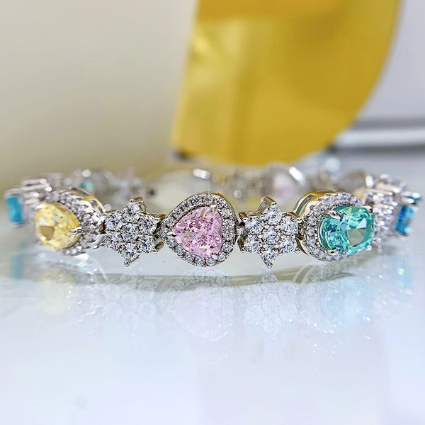 

designer bracelet fashion chain jewelry trendy gemstones diamond 925 sterling silver wedding bracelets for women engagement party gift, Black