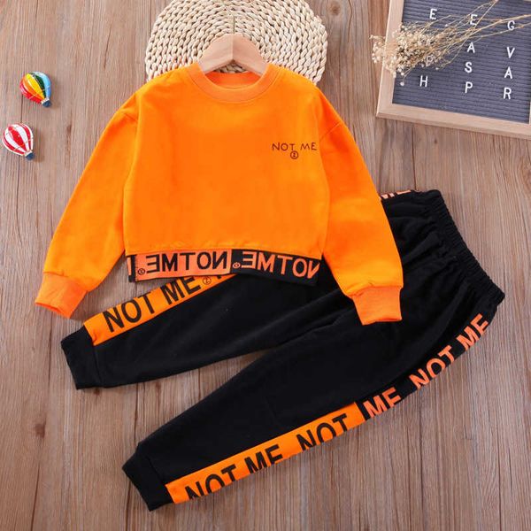 

2021 girls fashion 2 piece one set long sleeve pants teen girl stuff girly clothes kids sweatsuit sets clothing p230331, White