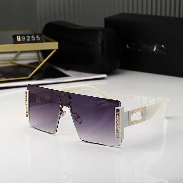 

2022 new trimmed fashion gradual color women's anti uv advanced frameless sunglasses women, White;black