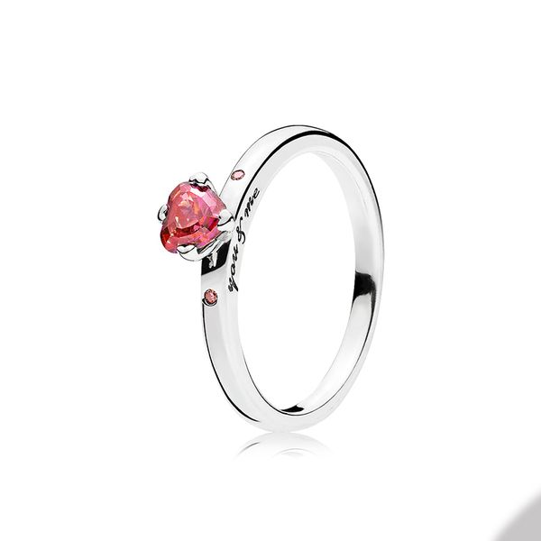 

925 sterling silver sparkling red heart ring for pandora cz diamond wedding designer rings jewelry for women girlfriend gift engagement ring, Slivery;golden