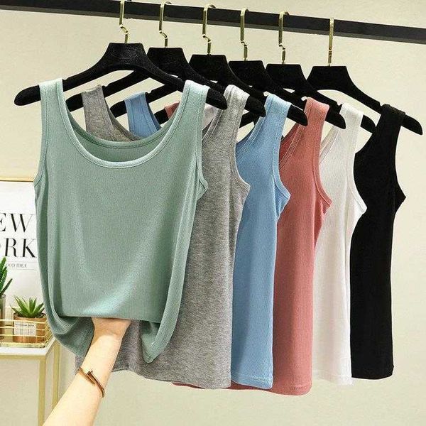 

womens korean style cotton camisole modal u collar black and white slim fit top