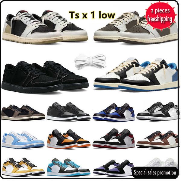 

jumpman 1 low 1s mens basketball shoes ts x black phantom fragment white camo light smoke grey shattered backboard unc bred toe men women tr