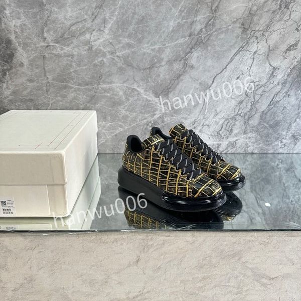 

2023new designer sneakers men shoes print check trainer platform trainers striped sneaker suede shoes, Black
