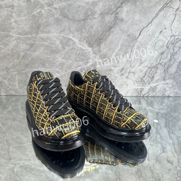 

2023new designer sneakers men shoes print check trainer platform trainers striped sneaker suede shoes, Black