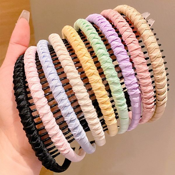 

cute colorful cloth toothed hairband for girls children sweet hair decorate headwear kids lovely headband hair accessories, Slivery;white