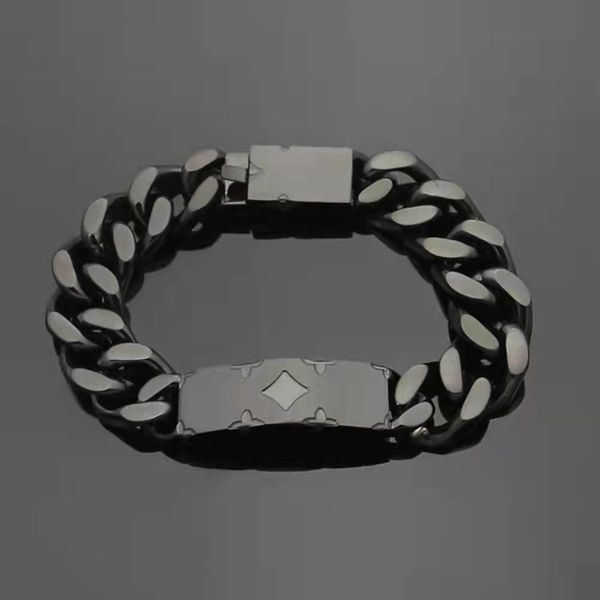 

designer bracelet fashion chain jewelry high-end luxury thick men's and women's fashionable titanium steel high quality, Black