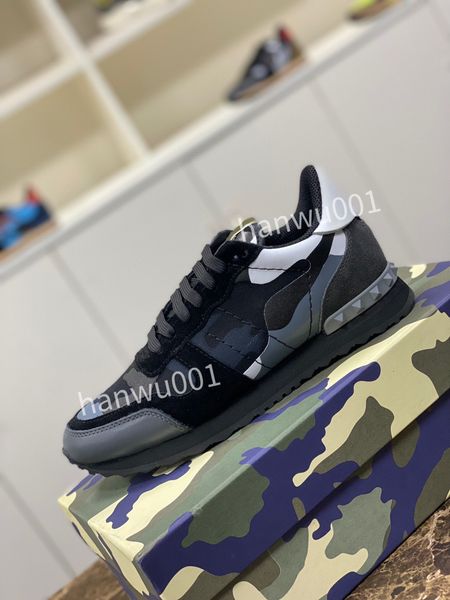 

2023 designer men camouflage shoes fashion luxury designer sneakers leather sneaker rubber bottoms flats casual, Black