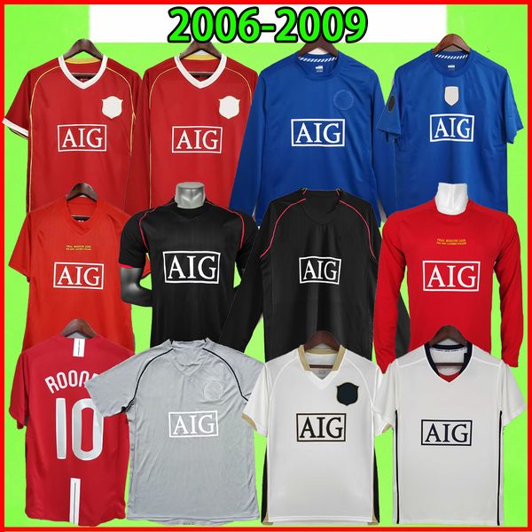 

manchester retro soccer jerseys man utd 2006 2007 2008 2009 ronaldo cr7 rooney football shirts t 06 07 08 09 vintage nani vidic berbatov gig, Black;yellow