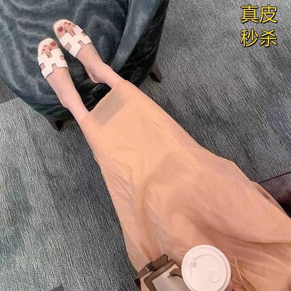 

beach designer sandals flat women's leather slippers oran summer version online red flatoliday beach