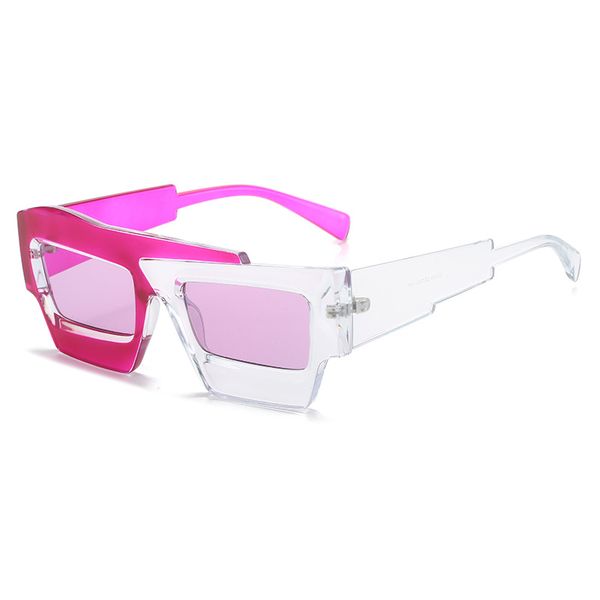 

new personality matching sunglasses square contrast hip-hop sunglasses female uv400, White;black