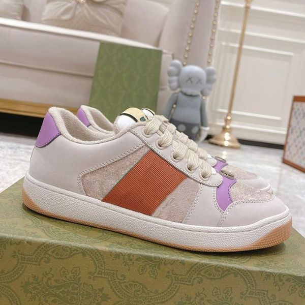

screener sneakers women casual shoes basketball shoes beige butter dirty leather shoes italy vintage red green stripe fashion designers snea