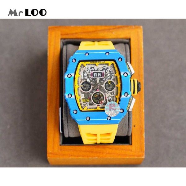 

luxury mechanical watch richar mills rm11-03 mechanical movement fully automatic sapphire mirror rubber watch 8uqh, Slivery;brown