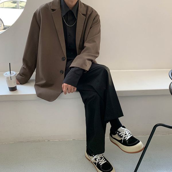 

men's suits blazers brown black jacket men's fashion social men's dress jacket korean relaxed casual suit jacket men's o, White;black
