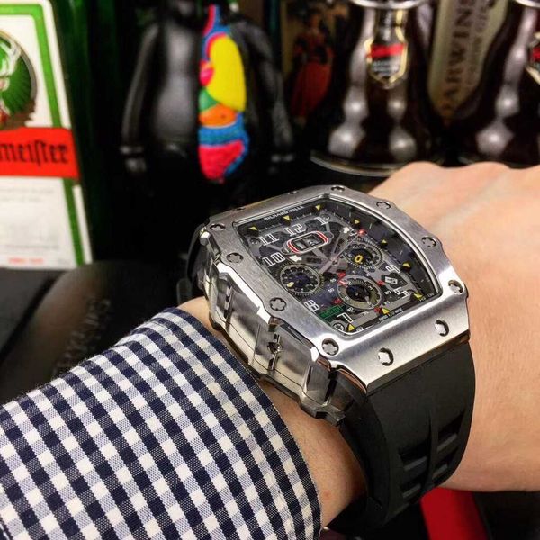 

luxury mechanical watch richar mills rm35-02 swiss automatic movement sapphire mirror imported rubber watchband aoaz, Slivery;brown