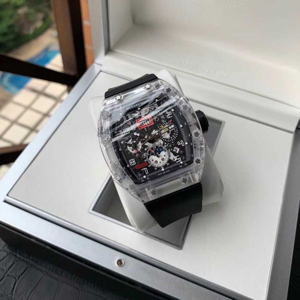 

luxury mechanical watch richar mills rm11-03 swiss automatic movement sapphire mirror imported rubber strap t2dx, Slivery;brown