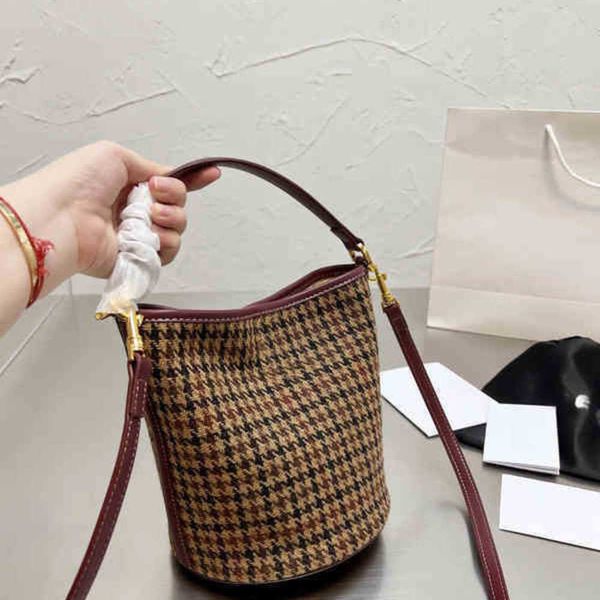 

shoulder bags luxury brand houndstooth bucket fashion square wallet women's designer real leather mobile phone handbags 1220