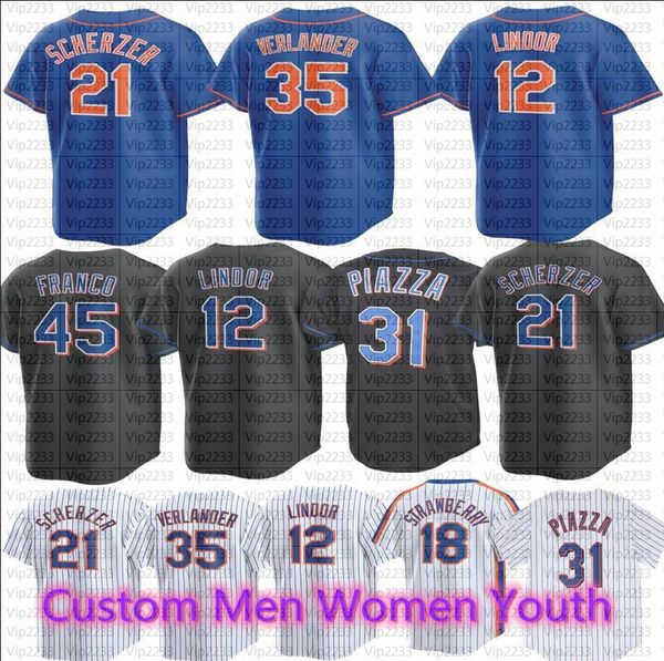 

francisco lindor justin verlander baseball jersey 4 new pete alonso york carlos correa kodai senga max scherzer david robertson mike piazza, Blue;black