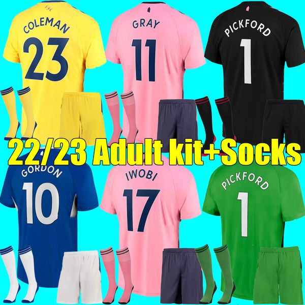 

22 23 toffees keane soccer jerseys calvert lewin calvert lewin richarlison allan digne nkounkou bernard men kit full set football shirts, Black
