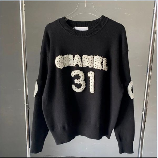 

channel women new long sleeve sweater two c letters crewneck knit coats fashion brand lady t shirt coach channel highs quality autumn trendy, White;black