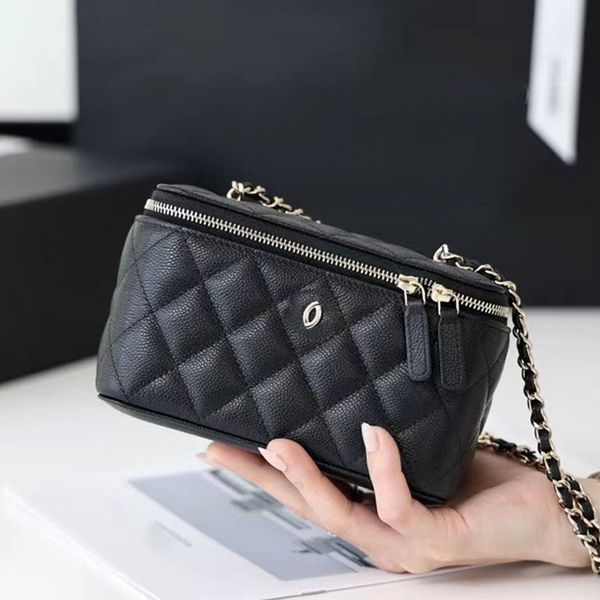 

Gold Ball Square Shoulder Handbag Purse Crossbody Makeup Bag Smooth Leather Stylish Gold Tone Black Chain Luxury Designer Women, White 12*10.5*8 cm