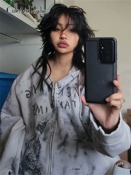 

women's leather faux cuteandpsycho fairycore graphic print hoodies jackets casual autumn aesthetic y2k 90s overcoats harajuku vintage o, Black