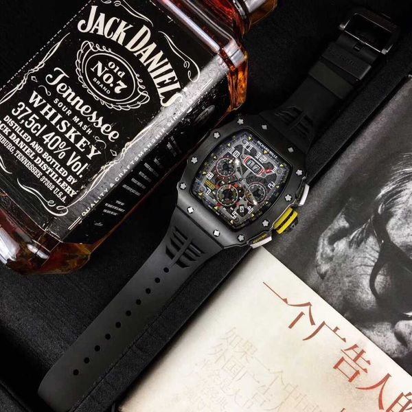 

luxury mechanical watch richar mills rm11-03 swiss automatic movement sapphire mirror imported rubber watchbandp2, Slivery;black